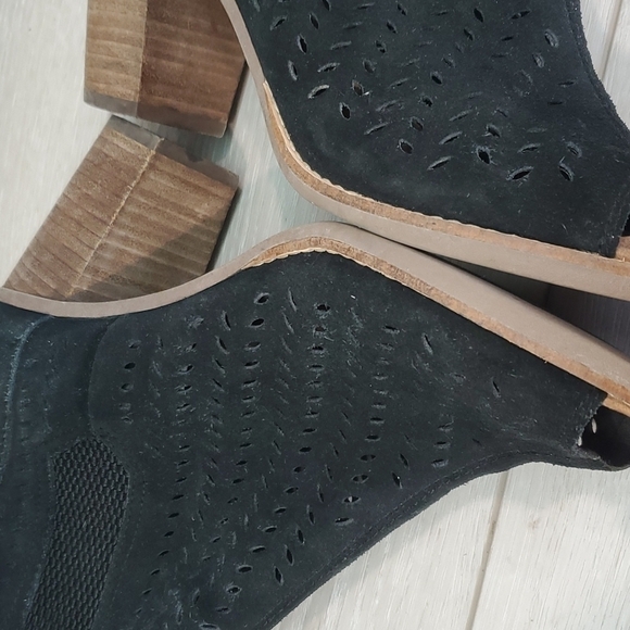 Toms Women Majorka Desert Peep Toe  Ankle Suede Heels Shoes sandals sz 10 - Picture 10 of 14